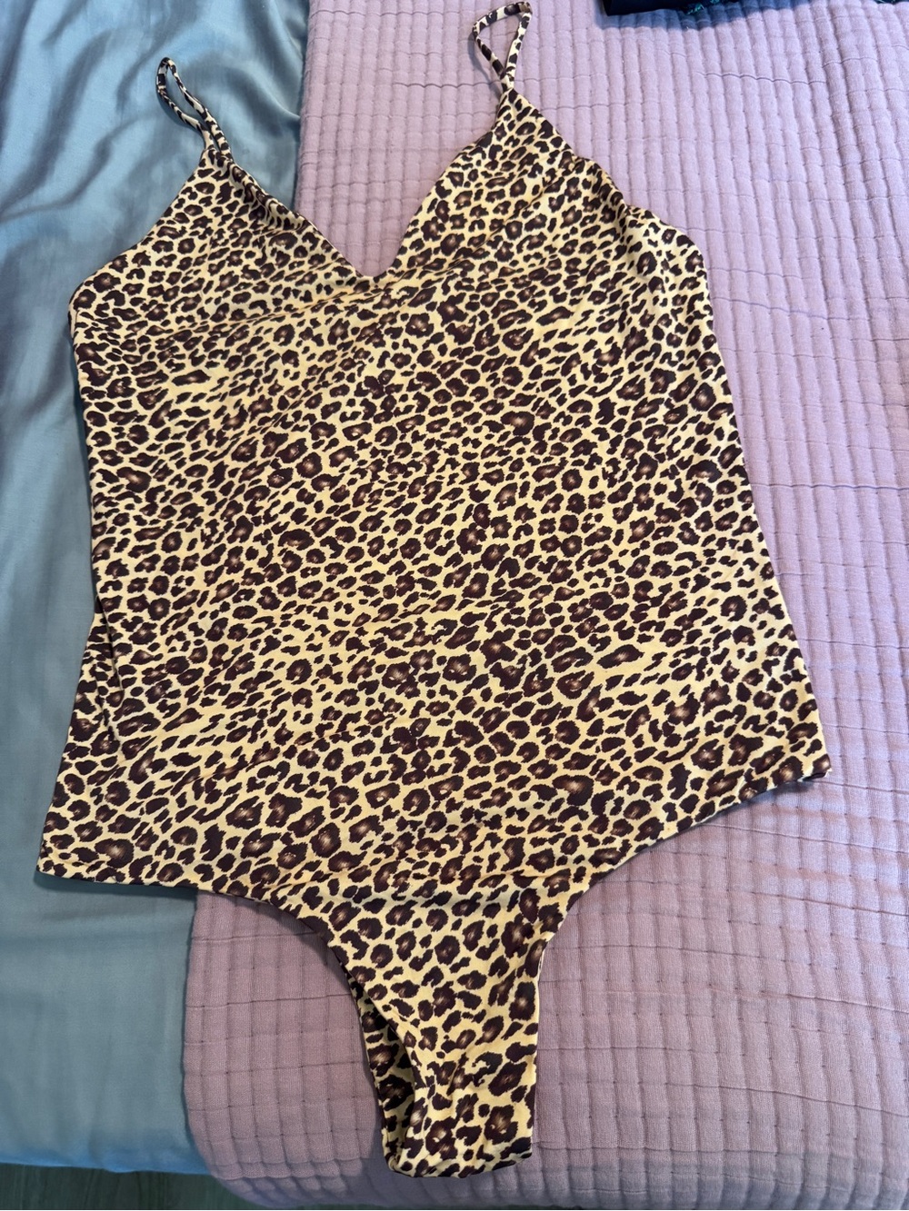 Leopard Print One-Piece Swimsuit - Brown/Tan